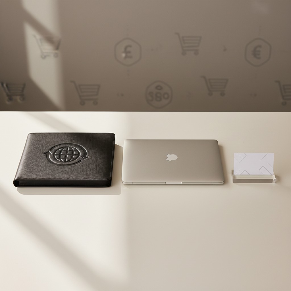 Das Bild zeigt ein Laptop und zwei kleine Briefmarken-ähnliche Objekte.